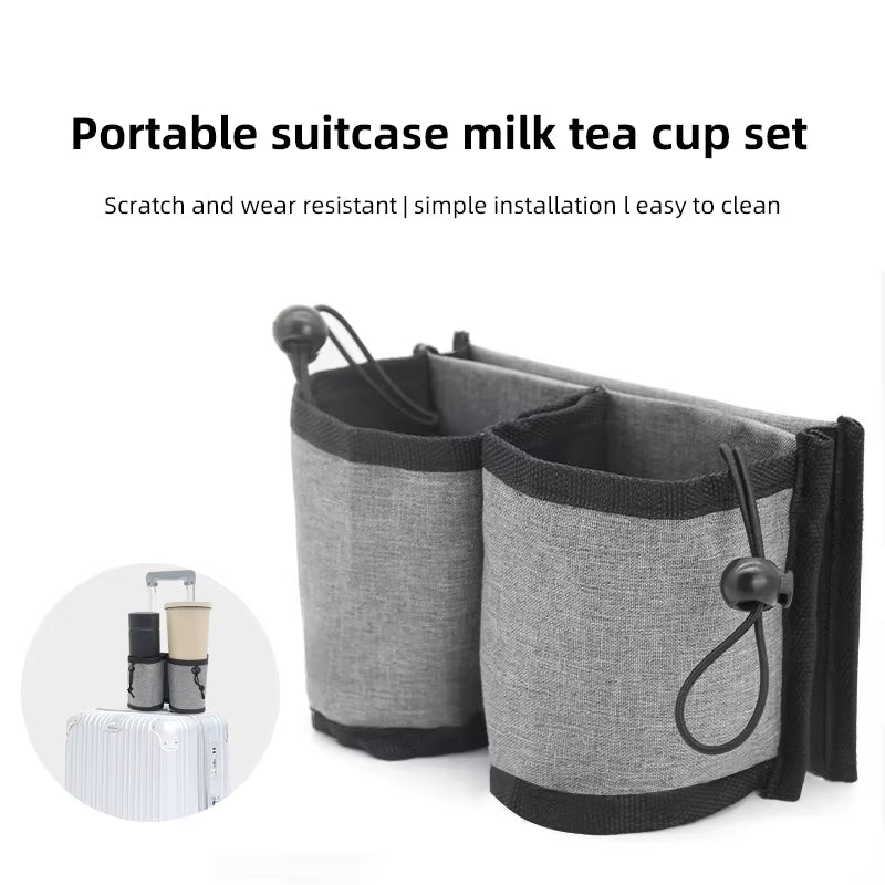 Luggage Travel Cup Holder Durable Free Hand Travel Luggage Drink Bottle Bag Travel Cup Storage Bag Fits All Suitcase Handles